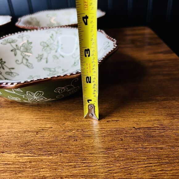 3 Temptations Temp-tations 7.5” Soup Pasta Bowl Scallop Edge Floral Lace GREEN - Picture 8 of 8